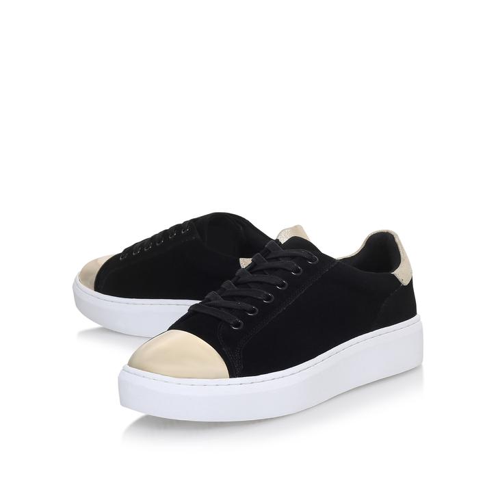 Loopy Black Flat Lace Up Trainers By KG 