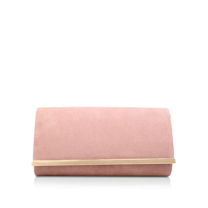 pink suedette clutch bag