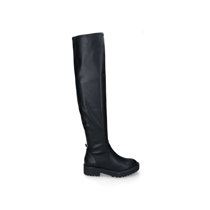 TAKE Black Flat Over The Knee Boots by 