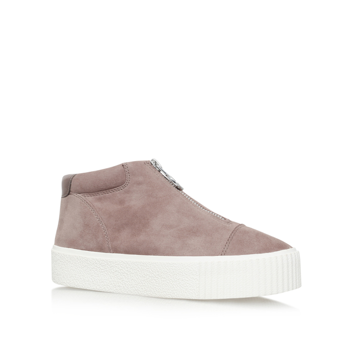 Little Taupe Flatform High Top Trainers 