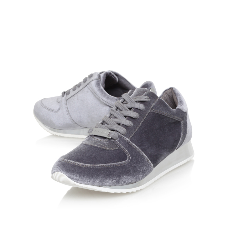 Languid Grey Flat Low Top Trainers By 