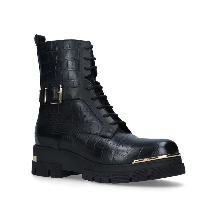 black leather croc boots