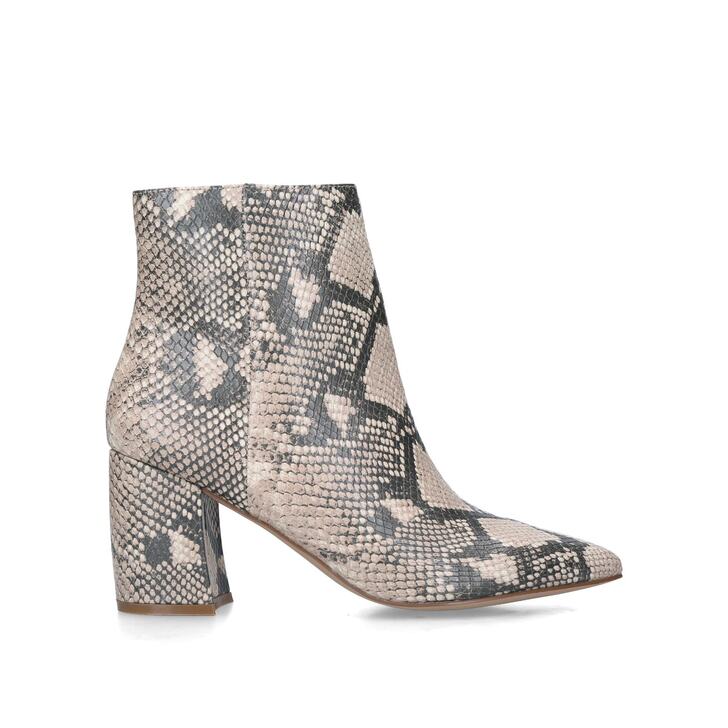 snake print block heel boots