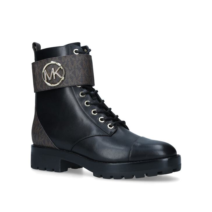 michael kors tatum leather and logo combat boot