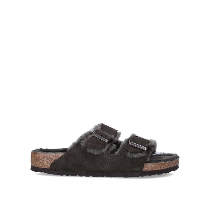 furry birkenstocks grey